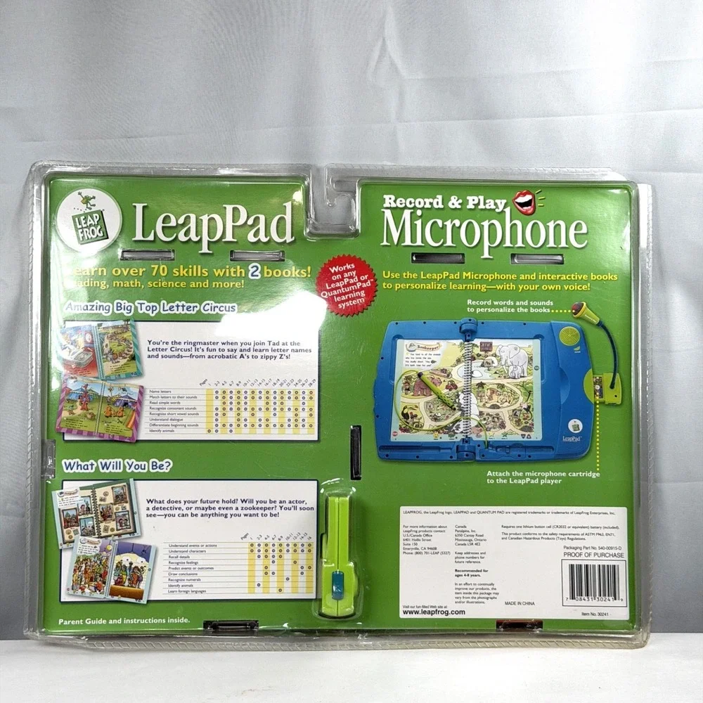 NEW! Leap Frog LeapPad Record & Play Microphone 2 Books Pre-K - 2nd Quantum Pad